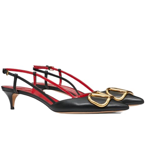 CHEFDEER Slingback Kitten Heels for Women Patent Leather Pumps Pointed...