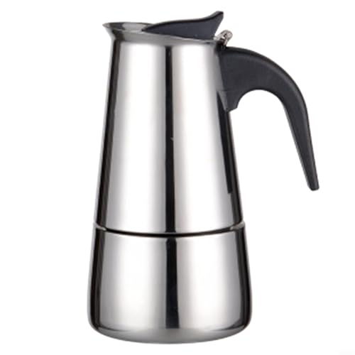 GANCEI Caffettiera in acciaio inox con manico resistente al calore e valvola di sicurezza per caffè ricco, 2/4/6/9 tazze (200 ml)