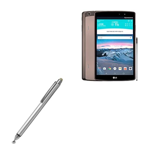 BoxWave Stylus Pen Compatible with LG G Pad II 8.3 LTE - DualTip Capacitive Stylus, Fiber Tip Disc Tip Capacitive Stylus Pen - Metallic Silver