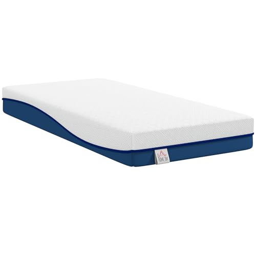HOMCOM Matelas 90x190cm, Matelas 2 Personnes, Mousse à Mémoire de Forme au Thé Vert avec Gel Rafraîchissant, 20cm d'Épaisseur, Housse Amovible Lavable, Certifié Oeko-Tex, Fermeté Moyenne