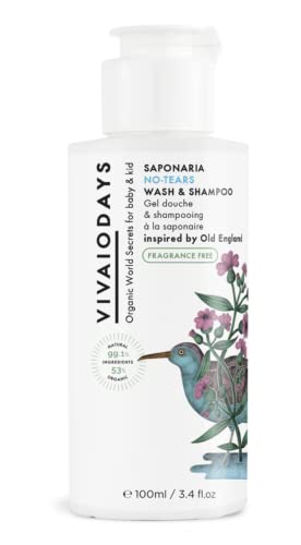 VIVAIODAYS Fragrance Free Saponaria No-Tears Wash & Shampoo 3.4 fl. oz. | 100 ml