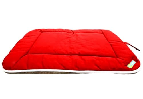 Image of Dog Bed Mat for Dogs & Cats | Soft, Washable, Lightweight & Waterproof Pet Cushion | Durable, Anti-Slip, Reversible Sleeping Mat for Puppies & Cats Size (24 x 18) (Red)