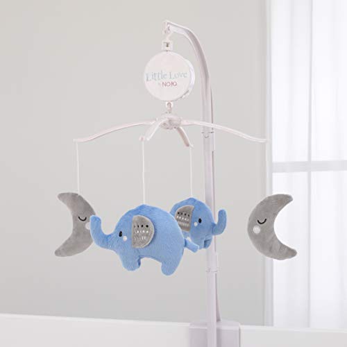 Nojo Shine On My Love - Boy Elephants & Moons Light Blue & Grey Musical Mobile, Navy, Light Blue, White #TOP1