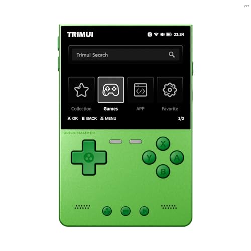 TRIMUI Brick Hammer Handheld Game Console, Mini Game Player with 3.2 inch IPS Screen, Portable Video Game Console with Built-in 64G TF Card (Green 64G)
