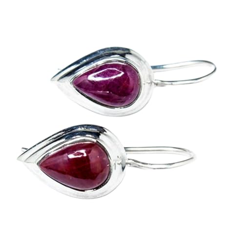 Boucles d'oreilles en rubis naturel et argent 925 d'une finition lisse