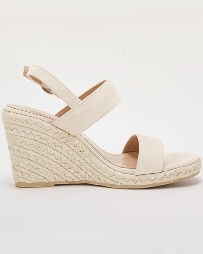 Image of VETASTE Womens Espadrille Wedge Sandals Heels Open Toe Platform High Heeled Ankle Strap Buckle Dress Wedges Shoes
