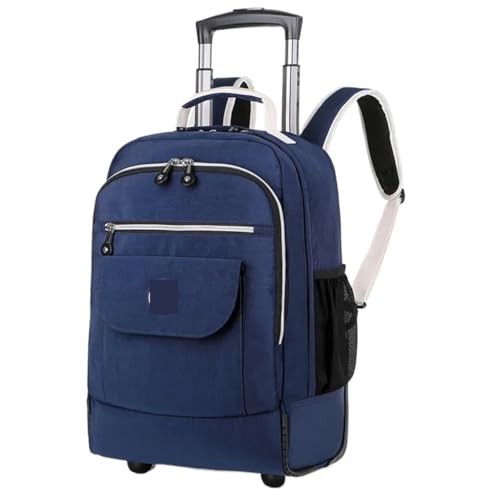 Cartable à roulettes bleu grand volume pour voyage et école