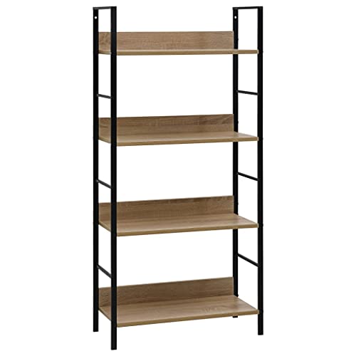 KLYEON Estantería de 4 Niveles Madera ingeniería Roble 60x27,6x124,5cm,Estantería de 4 Niveles Industrial para Libros, Plantas y Objetos Decorativos Librerías y estanterías