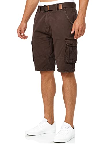 Indicode Hommes Monroe Cargo Shorts | Pantalon Court Cargo avec Ceinture DK Brown XL