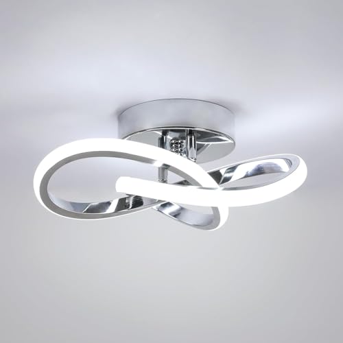Comely Moderna Lámpara de Techo LED, 22W Plafón LED Techo Diseño Forma de Flor, Luz de Techo Plata para Dormitorio Cocina Salón Pasillo Comedor Balcón, Blanco Frío 6500K