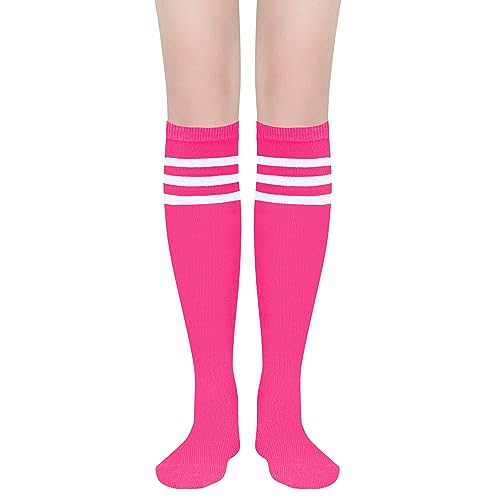Image of DOOVID Casual Knee High Socks for Women Tube Socks Elasticity Athletic Socks Thin Stripe Knee High Stockings