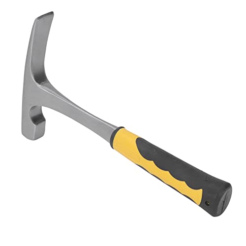 Marteau Géologique avec Pointe Pointue, Jeu de Ciseaux à Creuser à Poignée de Réduction des Chocs, Marteau à Roche en Acier à Haute Teneur en Carbone pour le Traçage, L'extraction (Tête plate)