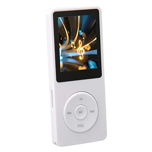 Reproductor de MP3, Pantalla de 1,8 Pulgadas, Memoria de 8 GB, Reproductor de MP4 Ampliable de 64 GB, 30 Horas de Reproducción, Reproductor de Música MP3, Compatible con Radio FM, (Blanco)