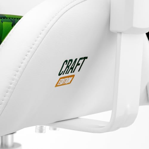 Chairs X-One 2.0 Craft Edition Piccola Sedia da Gaming Girevole Sedia da Scrivania Ergonomica con Cuscino Lombare e Poggiatesta Schienale in Ecopelle Regolabile 64x33x120 cm Verde-Bianco - Sedia gaming - Immagine 7