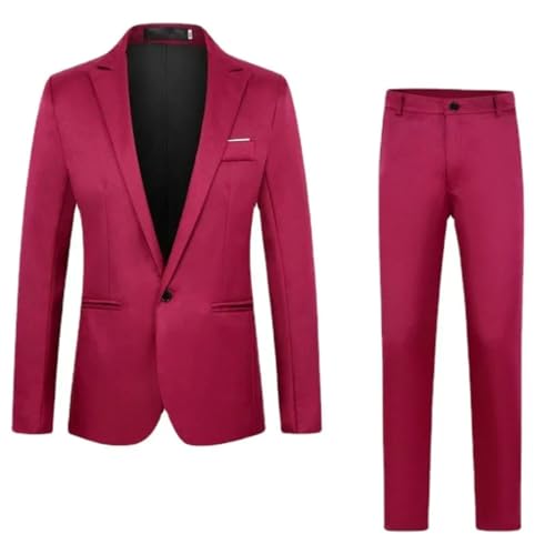 Men's 2 Piece Suit Sets Business Casual Slim Fit Jacket Pants Two Piece Set2