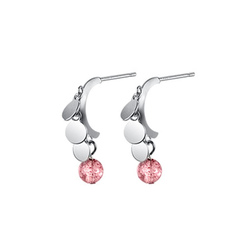 Boucles d'oreilles rondes rose quartz pour vos soirées