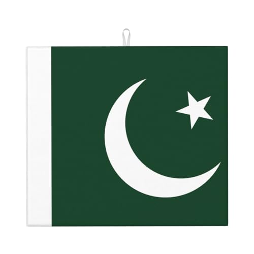 YYHWHJDE Pakistan Flag Kitchen Dish Drying Mat