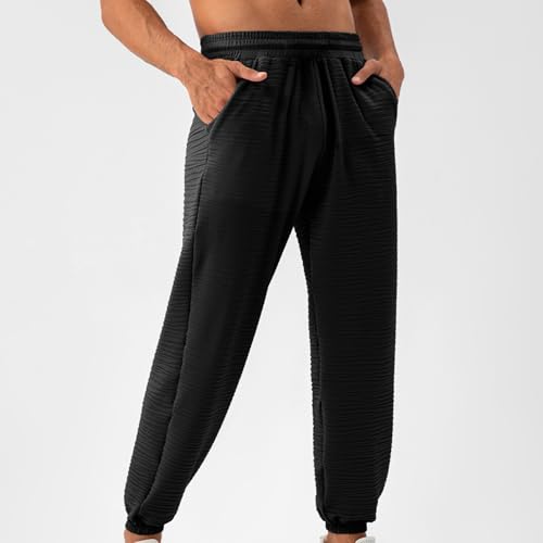 Men's Ribbed Casual Pants Lightweight Breathable Running Trouser Athletic Workout Yoga Pants Jogger Trousers3