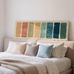 Tableau abstrait panoramique coloré pour habiller le dessus de lit de votre chambre