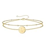 TINGN Bracelet Or Femme   16K Plaqué Or Double Bracelet Femme Or Bracelet avec Lettre Initiale L Bracelet Personnalisé Bracelet Femme Cadeau pour Femms Fille Bracelet Femme Or Bijoux Femme Fille