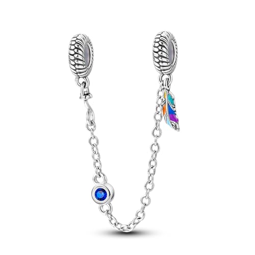 YIXUAN Charms Chaîne de Sécurité à Plumes Perle en argent 925 compatible avec les bracelets Pandora Bijou cadeau pour femme idée cadeau pour maman, voyage...