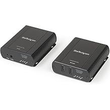 2 Port USB 2.0 Extender Hub Over Cat5e/Cat6 Cable RJ45 - 330ft/100m Industrial Metal USB Extender Adapter Kit w/ESD Protection - Externally Powered - 480 Mbps USB2002EXT2NA