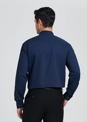 Image of HISDERN Mens Dress Shirt with Tie Pocket Square Set Classic Button Down Shirt Matching Tie Long Sleeve Shirts
