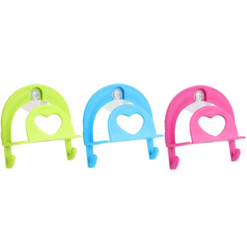 HAWILLOSCH 3個 吸盤式壁掛け収納ラック 軽量プラスチック製フック付き排水棚 キッチンタオルや調理器具の整理整頓に ランダム ランダムカラー