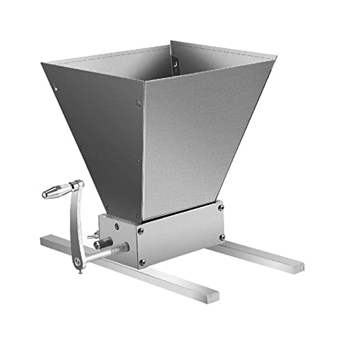 Msmoda Trituradora de Molino de Grano Manual de Molino de Cebada de 2 Rodillos con tolva de Acero Inoxidable de 5 kg / 11 Libras for triturar Malta y amp;Trigo