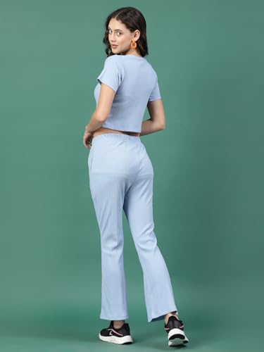 Image of Rigo Cotton Co-ord Set for Women | Round Neck, Slim Fit Tracksuit Co-ords Set for Women | Stylish Dresses for Women | Casual Wear, Beach Wear, Vacation Wear Outfit for Women