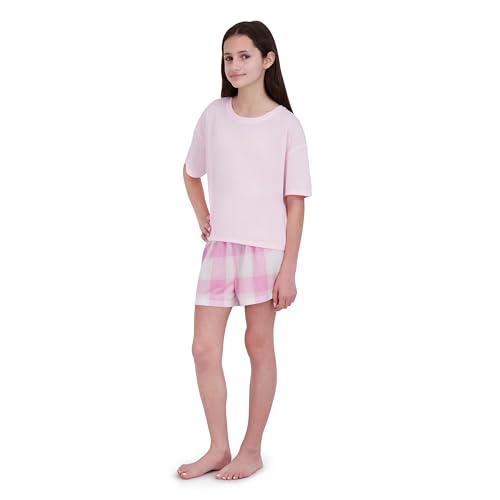 Girls Pajamas Sets- 4-Piece Cute Short Sleeve & Shorts PJ Set, Pink Girls’ Sleepwear, Kids Pajamas Sizes 5-163