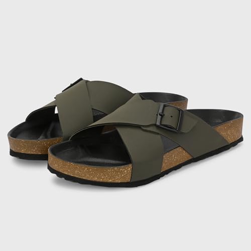 شبشب منزلق من سنترينو موديل كوشن سلايدرز عصري للرجال باللون الزيتوني مقاس 45.5 أوروبي