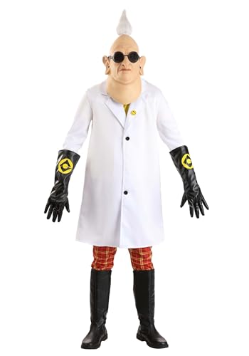 Adult Dr. Nefario Costume | Mens Despicable Me Movie Grus Gadgeteer Supervillain Outfit with Lab Coat Mask Pants Gloves Large