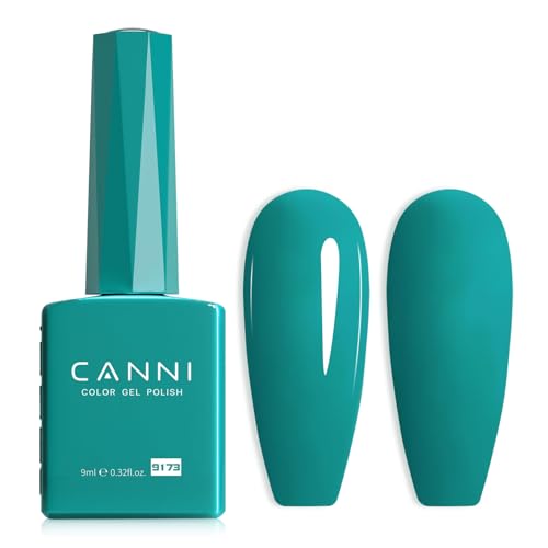 Image of CANNI Teal Green Gel Nail Polish, 1Pcs Emerald Green Gel Polish Dark Color Soak Off U V Nail Manicure Salon DIY at Home