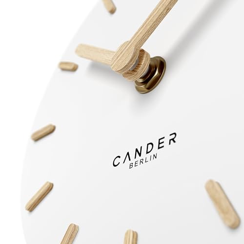 Cander Berlin MNU 2515 F Tischuhr lautlos ohne Ticken 15 cm analog batteriebetrieben weiß MDF Holz-Zeiger