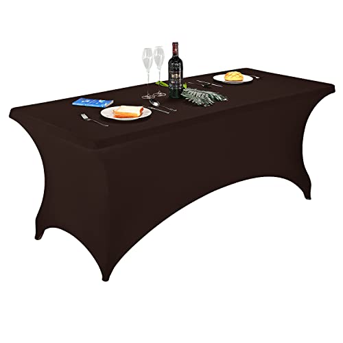 LZY Spandex Fitted Stretch Table Cover for 6 ft or 4ft or 8ft Folding Table, Rectangular Cocktail Tablecloth, Perfect for Party or Banquet