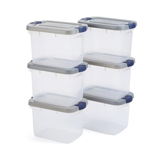 Rubbermaid Roughneck Clear 19Qt/ 4.75 Gal Storage Containers, Pack of 6, with Snap-Fit Grey Lids, Visible Base, Sturdy and Stackable, Great for Storage and Organization