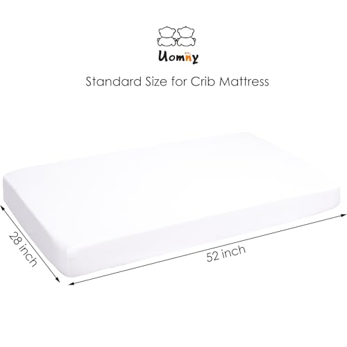 Image of UOMNY Crib Sheet Set,White Fitted Crib Sheets Baby Sheet Set for Standard Crib and Toddler mattresses Nursery Bedding Sheet for Girls 2 Pack White