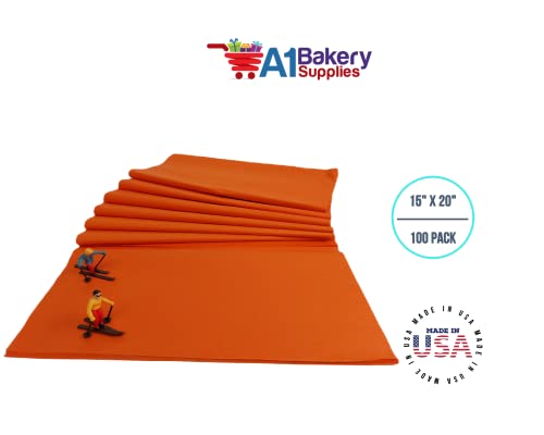 A1 Bakery Supplies Orange Bulk Tissue Paper 15 Inch X 20 Inch - 100 Sheets Premium Tissue Paper Made In Usa #TOP1