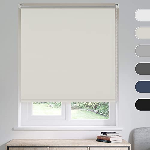 Deswell Verdunkelungsrollo Klemmfix ohne Bohren 85x140cm Creme Thermorollo lichtundurchlässig, Klemmrollo Sichtschutz Sonnenschutz für Fenster und Türen Cover