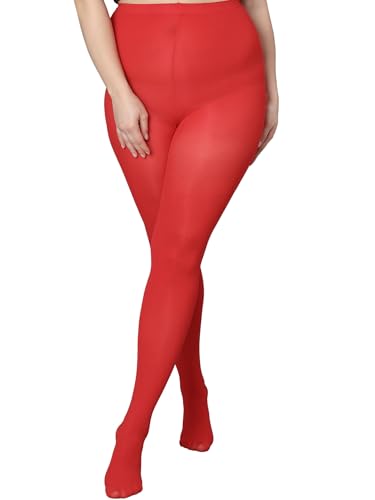 Image of DancMolly Plus Size Tights for Women, Control Top Semi Opaque Nylon Pantyhose High Waist
