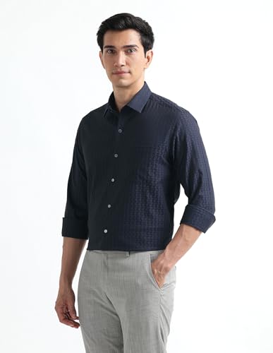 Image of Arrow Checked Slim Fit Mens Formal Shirt - Cotton, Breathable & Comfortable, Full Sleeves Shirts for Men