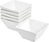 Danxia Snack Porcelain Square Serving Bowl 10 Ounce - 4.5 Inch - Set of 6, White