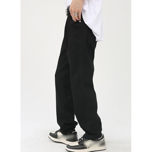 Men's Regular Fit Casual Loose Jeans Comfort Workwear Denim Pants Straight Leg Fashion Washed Jeans4