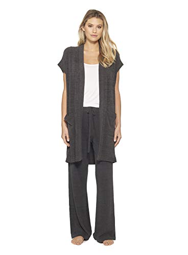 Barefoot Dreams CozyChic Ultra Lite Women Sleeveless Long Cardigan - Carbon - Medium