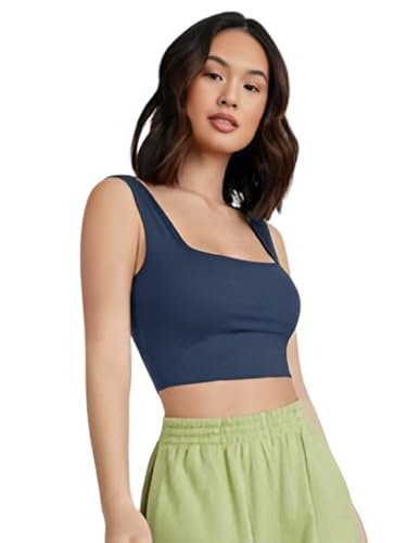 Image of Ben Martin Women's Cotton Stretchable Square Neck Sleeveless Tank Top
