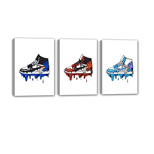PENGDA Home Decor Sneaker Michael Fashion 3 Piece AJ Shoes Air Painting Modular Pictures Prints Canvas Poster Nordic Style Wall Art for Living Room Framed Ready to Hang