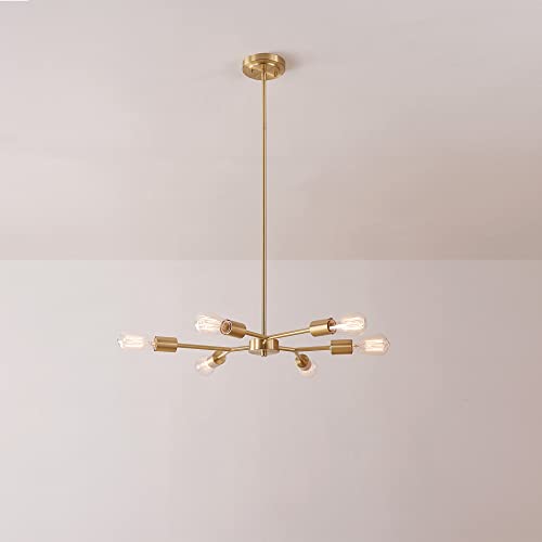 Globe Electric Tetra 6-Light Chandelier, Matte Brass, Adjustable Hanging Height #TOP6