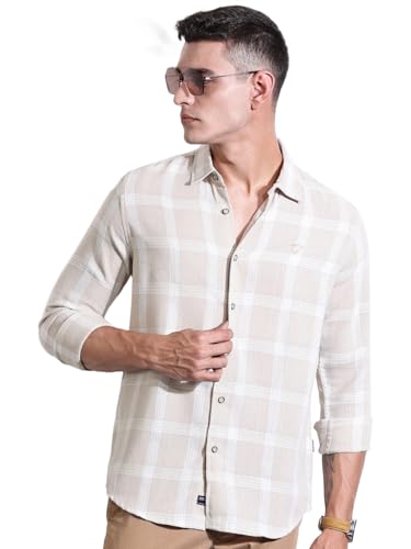 Image of Thomas Scott Men's | Checks | Full Sleeve | Slim Fit | 100% Cotton | Spread Collar | Casual Shirt