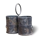 LS-LebenStil Vintage Besteck-Korb Dehli 2-Fach 17cm Rund Cutlery Utensilo Küche Utensilienhalter Organizer Besteckkasten Besteckständer Besteckbehälter Besteckhalter Besteckkorb Stifte-Box Köcher